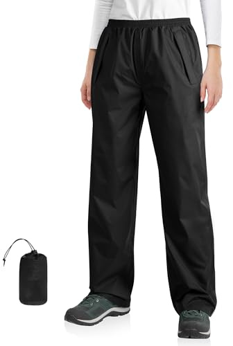 33,000ft Pantalon de pluie pour femme - Imperméable - Réfléchissant - Coupe-vent - Pour l'extérieur, la randonnée, le cyclisme, la marche, le golf