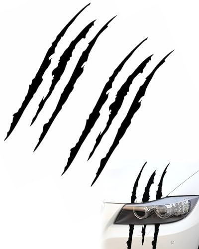HSIXHAF 2 Stück Monster Klaue Aufkleber, Augenbrauen Scheinwerfer Aufkleber Auto Wasserfeste Vinyl Decals Autoaufkleber Dekoration Aesthetic Sticker Monster Klaue AutoAufkleber - Schwarz