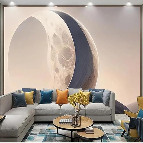 TANYANG Papel Tapiz Fotográfico Personalizado 3D, Arte En Relieve Nórdico, Textura De Luna, Pintura De Piedra Arenisca, Fondo De Tv, Decoración Del Hogar 150Cm(W)×105Cm(H)