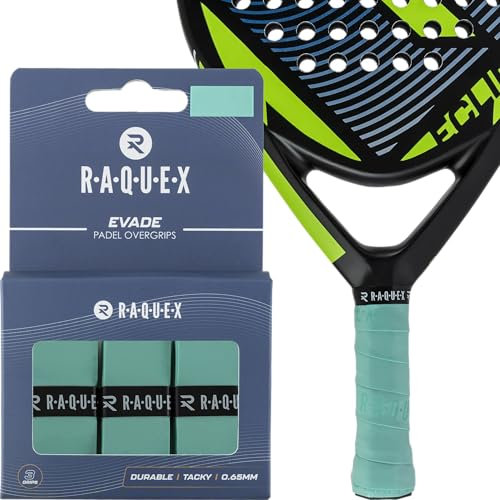 Raquex Evade Griffband für Padelschläger – Mintgrün – 3er-Pack Griffband für Padelschläger, 0,65 mm dick – saugfähiger, leicht klebriger, Rutschfester Übergriff für Padel- oder Pickleball-Schläger