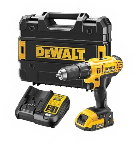 DEWALT Cordless Hammer Drill, 13mm Chuck, 18V 2.0Ah Battery, Compact Lightweight, Built-in LED Light, 2-Speed, 15 Torque Settings, 3-Year Warranty - DCD776D1T-GB