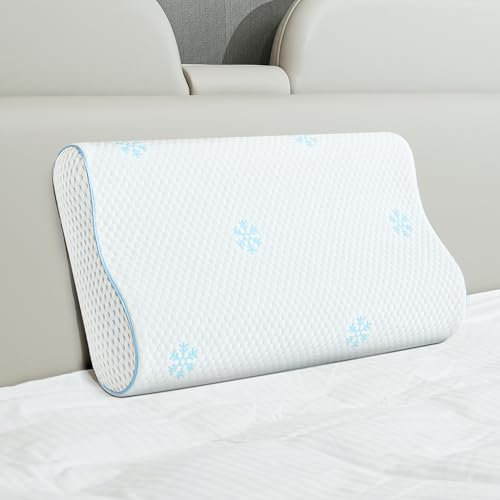 CloudÉtoile Nackenkissen Kopfkissen Memory Foam – Ergonomisches Seitenschläferkissen Nackenstützkissen Memory-Schaum Kissen, Orthopädisches Kissen Viscoschaum Schlafkissen 60x35x12-10 cm
