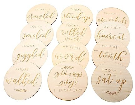 TINEASUR 12St Wachstums-Gedenkkarte -Meilensteinzeichen monatliche Alterskennzeichen babytagebuch -tagebücher Erinnerungsfotokarten Karten zum Aufzeichnen des Babywachstums