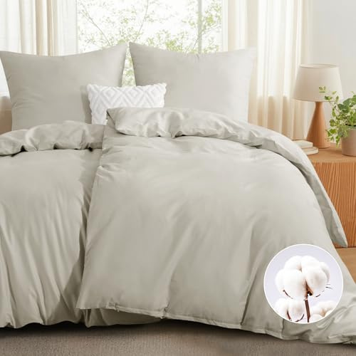 RUIKASI Bettwäsche 135x200 Baumwolle Beige - Baumwolle Bettwäsche-Sets 135x200cm 4teilig mit Reißverschluss, Baumwollbettwäsche 2er Set Cotton, weich und atmungsaktiv