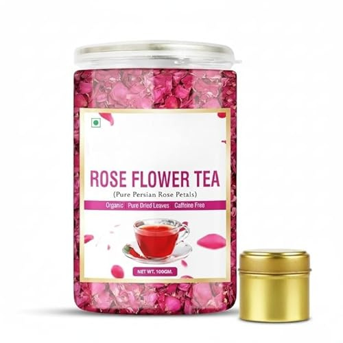 Rose Flower Tea Pure Persian Petals | Caffeine Free Herbal Use for Iced, Cocktails,Dried Leaves Rose Herbal Tea -100 gm