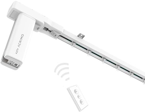 ACRIMO Motorized Curtain Track with Remote Control | Smart Track Assembly Kit for Curtains, Length up to 3 meters, 3-Pin UK Plug