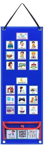 MRNHA Calendrier de Routine Quotidienne pour Enfants avec Emploi Du Temps Visuel en Pochette en Feutrine - Outil D'Apprentissage Comportemental pour L'Autisme à L'École