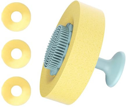 Spazzola per lavare i piatti in silicone con manico morbido e flessibile con ventosa e spugne staccabili per piatti da cucina