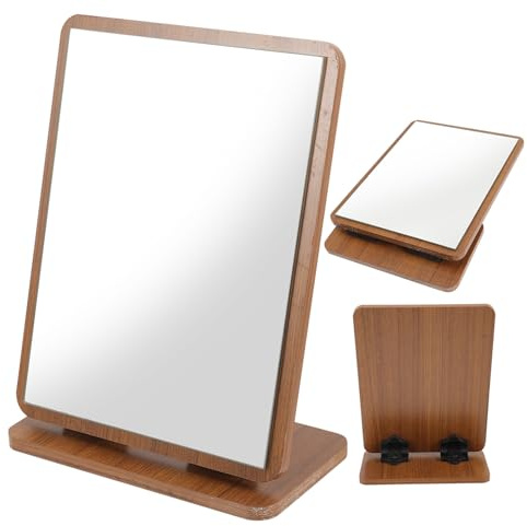 Homoyoyo Specchio da Tavolo per Trucco in Legno Regolabile con Rotazione Liscia Specchiera Elegante per Bagno e Camera da Letto per Donne e Ragazze Decorazione per Toeletta e Dormitorio