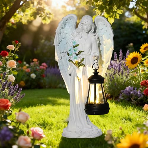 RNPKZ Estatuas de Ángel Solar para Jardín, Estatuas Ángel Solar de Jardín, Decoración de Jardín, Resistente a la Intemperie, Figuras Solares de Jardín de Ángel para Césped, Patio, Puerta, Casa, Patio