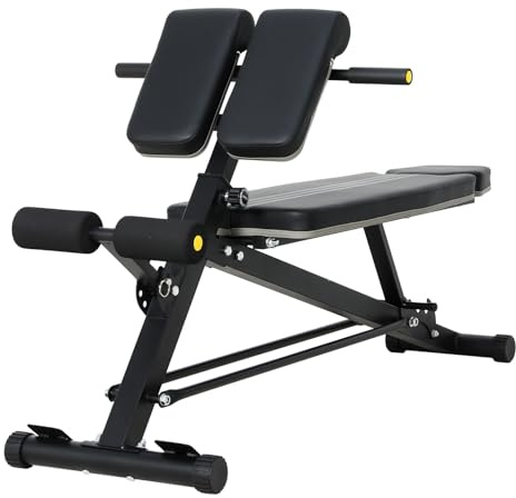 NOVONOVA Banco Musculación con Respaldo Reclinable de 3 Posiciones, Silla Romana altura ajustable, Banco De Pesas Piezas ajustable, Banco Abdominales,Banco Plano Max.120kg