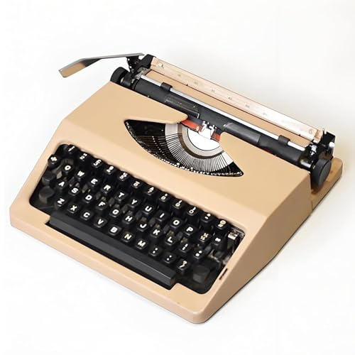 Klassisk manuell skrivmaskin, enkel installation för författare och skribenter, gammaldags skrivmaskin, vintage svart metall för nostalgisk skrivupplevelse, hem- och kontorsinredning (khaki)