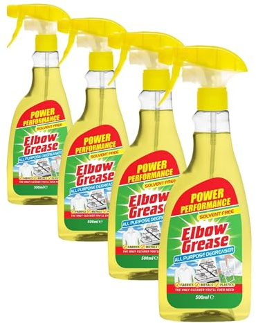 Elbow Grease All Purpose Degreaser Spray | Removes Grease & Oil from Kitchens & Bathroom Surfaces, Outdoor, Vehicles & Fabrics - Hundreds of Uses (500ml) (Pack of 4)