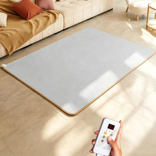 Calefactor radiante infrarrojo para suelo, alfombra calefactora eléctrica | Calentamiento rápido con temporizador y protección contra sobrecalentamiento(200*400CM)