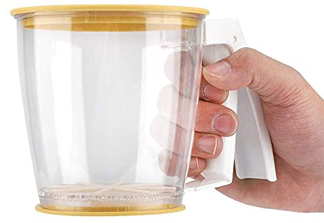 Handheld Flour Sifter, Large Capacity Baking Sieve Cup Shape Mesh Shaker Strainer Kitchen Cooking Baking Pastry Tools with Lid for Straining Teas, Sifting Flour, Sugar, Spices, and Herbs