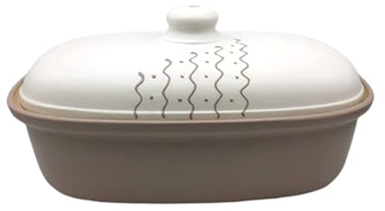 LISINA Keramik & Design - Keramik Brottopf L 34 x 22 x 17 cm (grau/weiß)