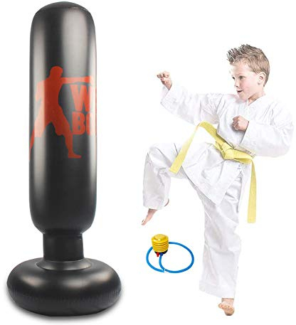 Nwcl Aufblasbare Boxsack für Erwachsene Kinder, PVC Fitness Boxsack,Boxsack für Becher, Freistehende Tumbler Säule für Bodybuilding Taekwondo MMA, Höhe 160 cm, (6)