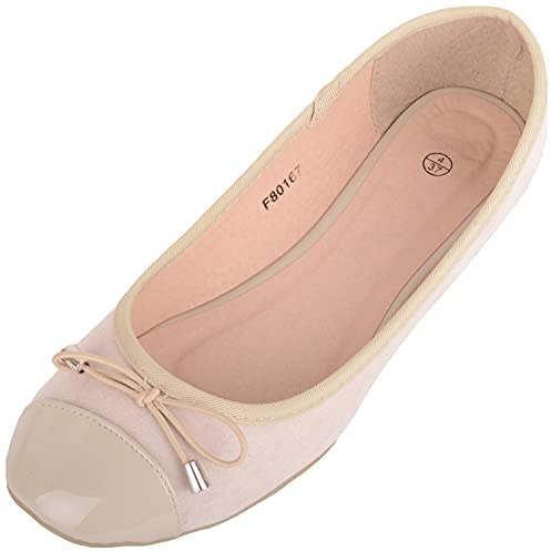 ABSOLUTE FOOTWEAR Women Lightweight Smart Casual Ballerina Pumps Dolly Shoe, Taupe, UK 5 / EU 38