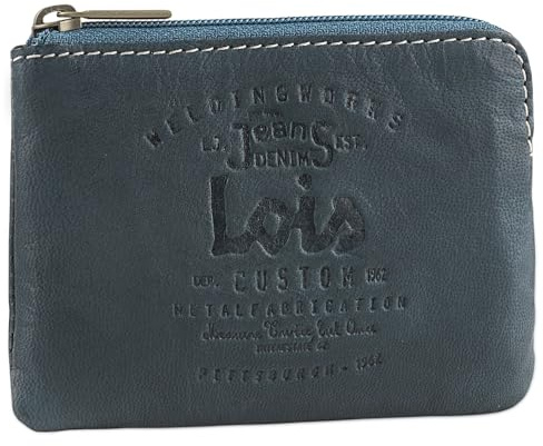 Lois - Monedero Piel para Hombre, Monederos Pequeños, Portamonedas y Monedero de Piel Hombre. RFID, Azul