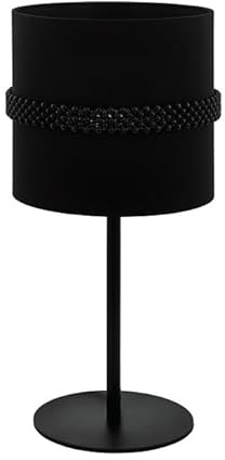 EGLO Tischlampe Paraguaio, Textil Nachttischlampe, minimalistische Tischleuchte aus Stoff und Metall in schwarz, Design-Lampe Wohnzimmer mit Schalter, E27 Fassung