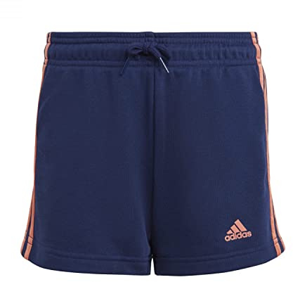 adidas Niñas Essentials 3-Stripes Shorts, Dark Blue/Semi Coral Fusion, 13-14 Years