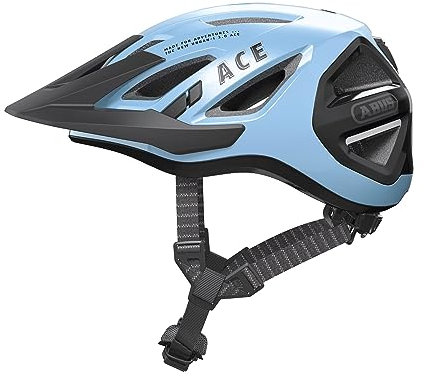 ABUS Casco urbano Urban-I 3.0 ACE - casco de bicicleta deportivo con luz LED trasera, visera prolongada y cierre magnético - para hombre y mujer - azul, talla L