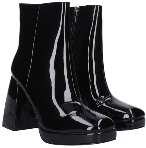 shoes&blues.es 76055 Botin de Tacon para Mujer con Cierre de Cremallera y Efecto Charol. Estampado Liso, temporad Otono Invierno 2023. Negro Talla 36