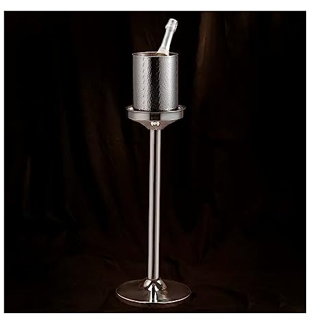 Seau à Glaçons Seau à glace martelé avec support, grand seau à glace sur pied en acier inoxydable for bière, refroidisseur de vin, utilisation en extérieur ou en intérieur Rafraîchisseur Champagne ( C