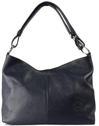 1990s Umhängetasche für Damen aus echtem Leder, mittlere Schultertasche aus Leder, Hobo mit ausziehbarem Schultergurt., marineblau
