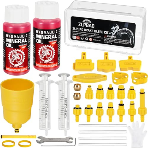 ZLPBAO 36pcs Kit de Purga de Freno para Bicicleta, Kit de Purga con Instrucciones Paso a Paso Incluye Aceite Mineral de Alto Rendimiento hidráulico para Frenos de Disco (120 ml)