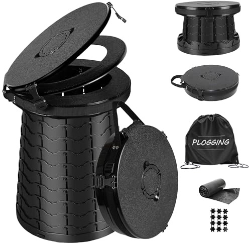 PLOGGING Toilettes de camping portables pour adultes, hauteur réglable, pot Porta portable pour camping, urgence en plein air, voiture, voyage