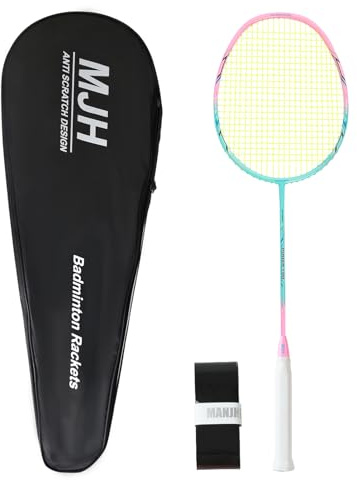 MANJHONG Graphite Badminton Racket - 4 Colours - Professional Lightweight Carbon Fiber Racquet for Training Recreational Game, Pink