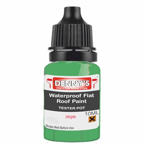 SCOOBYS PAINTS BACK IN THE MIX Chlorinated Rubber Flat Roof Paint – Waterproof Roof Sealer & Leak Repair Coating, Quick Drying, High Adhesion (LIme green, 10ML Tester Bottle)