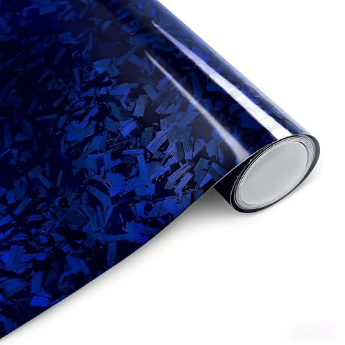 Arespark Blue Forged Carbon Fiber Wrap, High Gloss Car Vinyl 1ft x 5ft | Bubble Free Air Release Technology, Self-Adhesive Car Vinyl Wrap for Car Interior & Exterior DIY