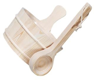 YIUPEDRFG 4L Capacity Sauna Bucket and Ladle Set Premium Bath Accessories for Relaxing Spa Experience Color and Texture May Vary Work to Piece SPA Steam Room Bath Accessories Home Water Bucket