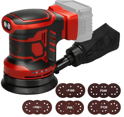 Levigatrice Rotorbitale per Milwaukee M18 18 V batteria, Diametro Disco 125mm, Velocità 11.000 Giri/Minuto,con 15 pezzi di carta vetrata (senza batteria)