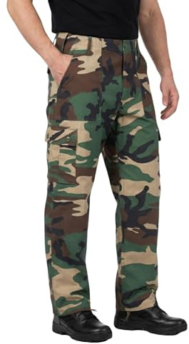 Men’s Combat Trousers US Army M65 Military Style Multi Pocket Cargo Work Pants Tactical Casual Walking Outdoor Hiking Adjustable Waist Drawstring Leg