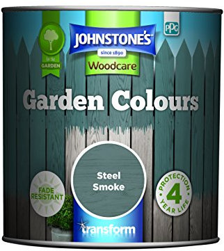 Johnstone’s - Garden Colours - Steel Smoke - Exterior Wood Paint - Fade Resistant - Suitable for Garden Furniture Outdoors - Fence Paint - Dry in 2 hours - 12m2 Coverage per Litre - 1L