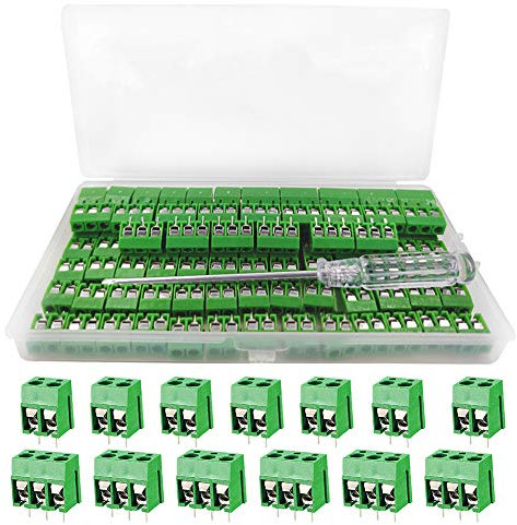 YIXISI 100 Stücke 5mm 2 Pin / 3 Pin PCB Mount Screw Terminal Block, Schraubklemme Steckverbinder, für Arduino (2 Pin-80, 3 Pin-20)