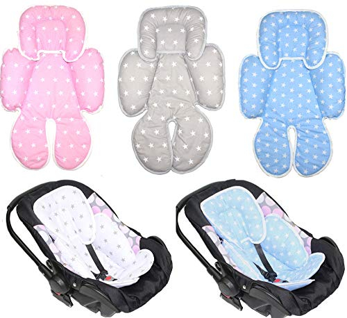 Primawela Sitzverkleinerer - Sterne- Baumwolle Baby Kind für Auto Kindersitz Babyschale Einsatz (Weiße Sterne auf BLAU)