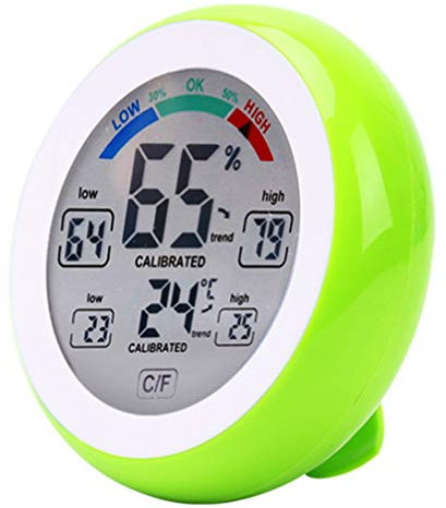 Meichoon Indoor Outdoor Thermometer Hygrometer,Wireless Electronic Temperature Humidity Meter,Round Touch Screen Household Digital LCD Display Thermometer,Weather Station Tester,UD02 Green