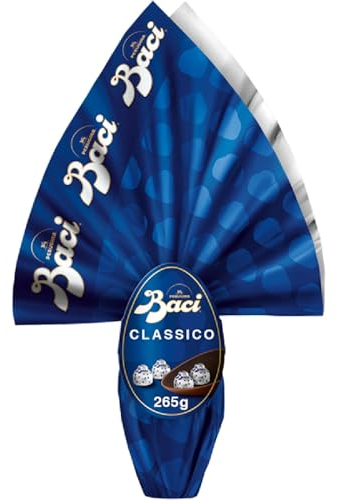 BACI PERUGINA Uovo di Pasqua 2025 Cioccolato Fondente Extra con Sorpresa e 4 Cioccolatini 265g