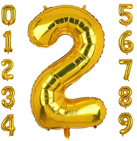 100 CM Groß Gold Zahl 2 Folienballon Luftballon Folien Mylar Riese Helium Luftballons Geburtstag Party Deko Lieferungen XXL