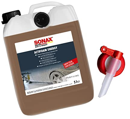 Autowäsche Bundle - SONAX Profiline ActiFoam Energy 5 Liter Kanister + praktischer Ausgießhahn - Phosphatfreier Reiniger mit Aktivschaumkraft, auch als Shampoo verwendbar