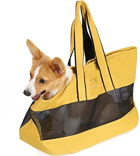 PETCUTE Borsa da Trasporto per Cani Fino a 10kg,Pieghevole,Borsa a Tracolla per Animali Domestici con Tappetino Rimovibile,Gancio di Sicurezza,Borsa per Cani di Piccola e Media Taglia,Cuccioli,Gatti