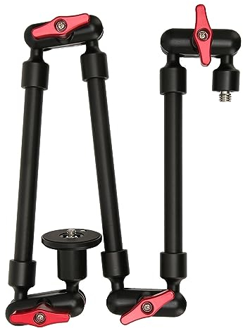 Soporte de Cámara Articulado Ajustable Goshyda, Rojo, Montura de Brazo, 31 Pulgadas/78 Cm, Varilla de Extensión Ajustable, Rotación de 360 Grados, Tornillos de 1/4 y 3/8 Pulgadas