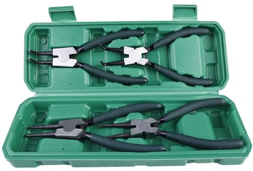 WIYETY Sprengringzange Sicherungsringzange Set Grün: 4-Teiliges Set Sicherungsringzange, Seegeringzange mit Kohlenstoffreicher Stahl, Seegering-Zangen Seegeringzange Set mit Abrutschhemmenden Griffen