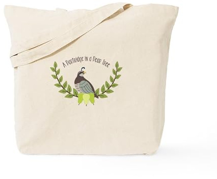 CafePress Partridge in Pear Tree Tote Bag Reusable Natural Beige Canvas Shopping Bag