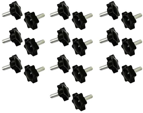 KOAHDE Schrauben mit Griff,Sterngriffschraube,Rändelschraube,Sternkopfschraube Sterngriffmutter,Klemmknopf für Werkzeugmaschine,Sternkopfschraube M6,Sterngriffschraube Rändelschrauben Nut,20PC