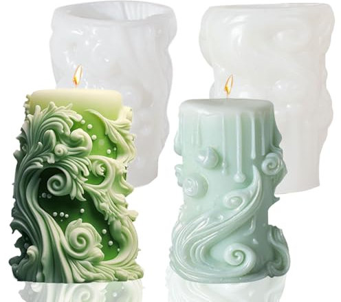 Irtyif Kerzenformen zum Gießen,Silikonformen Gießformen,Kerzen Formen Silikon,Giessformen Silikon,Kerzengießformen,Kerzen Selber Machen Set Formen für Duftkerzen,Handwerk Ornamente,Einfache Freigabe